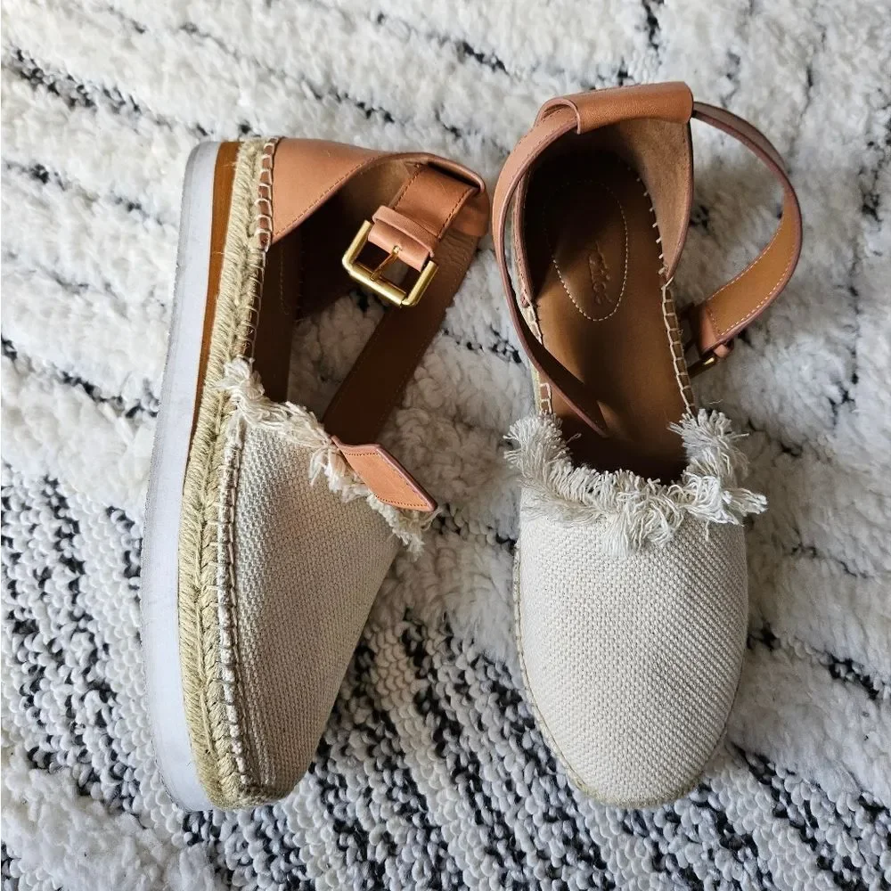 See By Chloe Glyn Espadrille Sandals in Natural, sz 41
